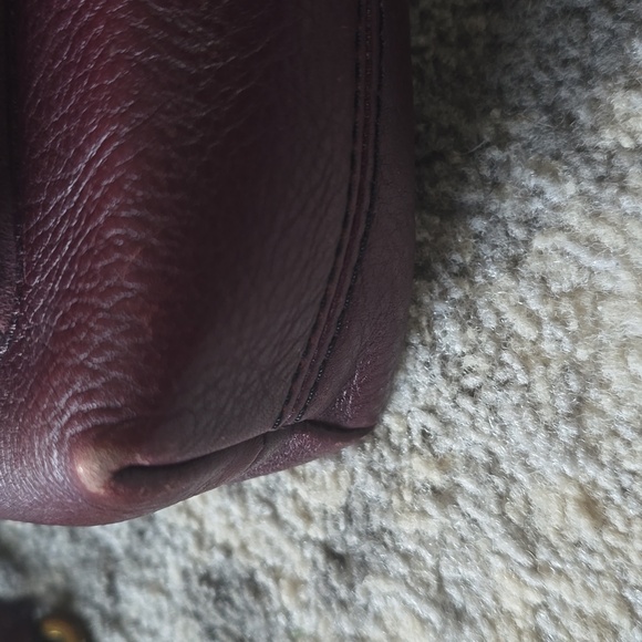 Fossil Kinley Leather Suede Crossbody Handbag Fig/Maroon/Wine Color Multi Pocket - Picture 3 of 6